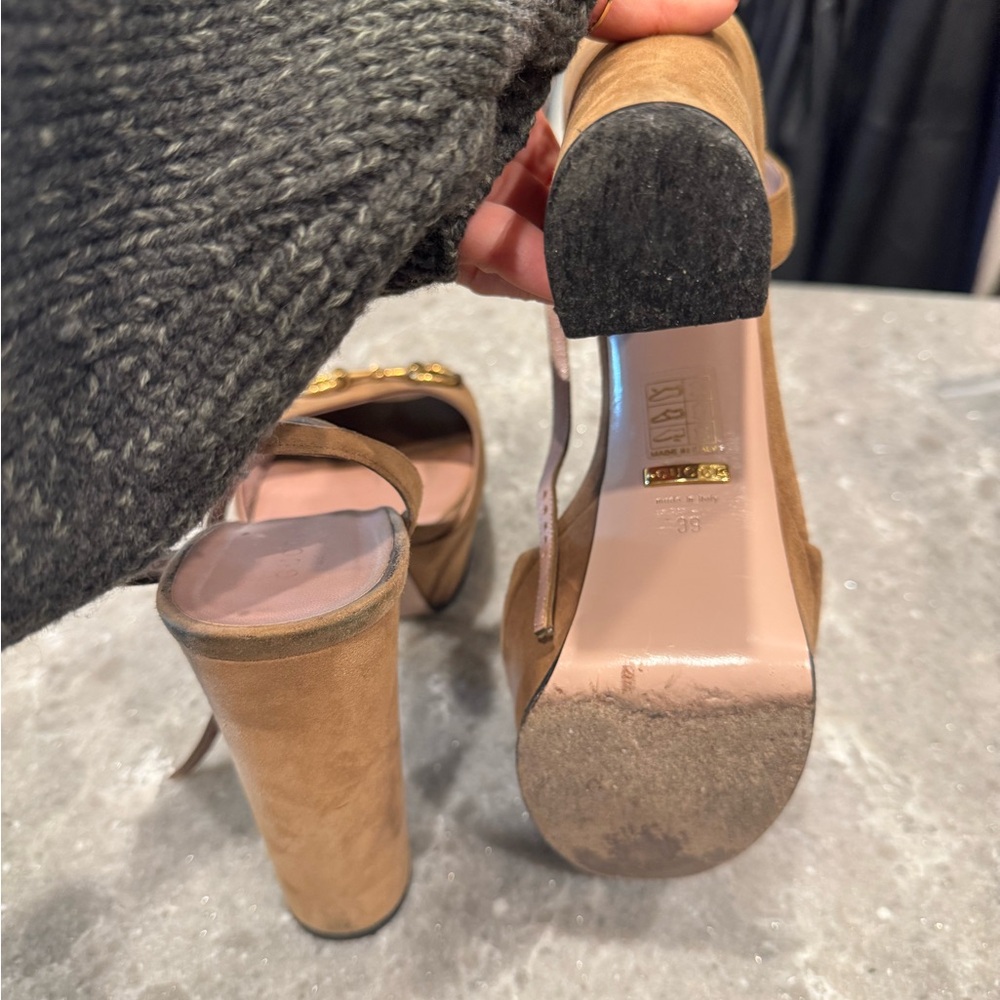 Gucci Brown Suede Horsebit Sandals Size 39 - Picture 2 of 7
